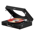 Mixx® 5-Watt Revival 65 2-Speed Belt-Drive Manual Suitcase Vinyl Record Player with Built-in Speakers, Bluetooth® In/Out, Aux, 45-RPM Adapter (Black)