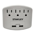 STANLEY® PlugMax Grounded Wall Tap, 3 Outlets and 2 USB-A Ports, 30407
