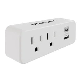 STANLEY® 2-AC Outlet 2-USB Port PlugMax Wall Tap Adapter and USB Charger, 30422