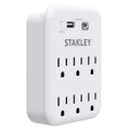 STANLEY® 6-AC Outlet 2-USB Port 1,200-Joules SurgePro 1200 USB Extreme Surge Protector Wall Tap Adapter with Integrated Phone Shelf, 30426