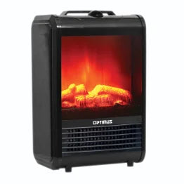 Optimus 1,200-Watt-Max Mini Electric Flame-Effect Fireplace Heater, H-9300 (Black)
