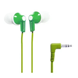 Panasonic® ErgoFit Wired In-Ear Earbud Headphones with Right-Angle 3.5-mm Connector, RP-HJE120 (Green)