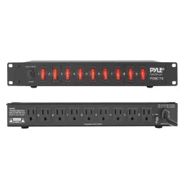 Pyle® 9-Outlet 15-Amp 150-Joules Power Supply Control Unit, AC Noise Filter, Steel Chassis, Rack Mountable, PDBC70