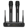 Pyle® VHF Dual-Channel Fixed-Frequency Wireless Microphone System with 2 Handheld Microphones, Adjustable Volume, PDWM2135