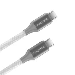 Nautica® USB-C® to USB-C® Charge and Sync Turan 60-Watt Fast Charge Cable, 4 Ft, 3 Pack, CB530 (White)