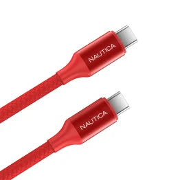 Nautica® USB-C® to USB-C® Charge and Sync Turan 60-Watt Fast Charge Cable, 4 Ft, 3 Pack, CB530 (Red)