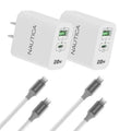 Nautica® Two 20-Watt Dual-Port Turan Core 20 Charging Bundle, with 2 USB-C® to USB-C® Cables