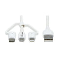 Tripp Lite® by Eaton® Safe-IT™ Universal USB-A to Lightning®, USB Micro-B, and USB-C® Charge and Sync Antibacterial Cable, White, 4 Ft.