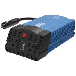 Tripp Lite® by Eaton® 2-AC Outlet and 2-USB Port 375-Continuous-Watt PowerVerter® Power Inverter with 12-Volt Adapter Cord and Battery Clips, PV375USB