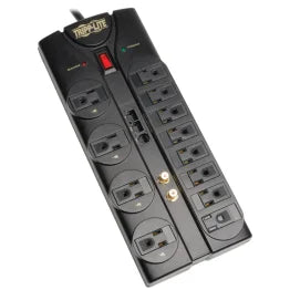 Tripp Lite® by Eaton® 12-AC Outlet, Telco, Coax, and Ethernet 2,880-Joules Protect It!® Surge Protector Power Strip with Safety Covers, 8-Ft. Cord