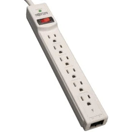 Tripp Lite® by Eaton® 6-AC Outlet and Telco 790-Joules Protect It!® Surge Protector Power Strip, 4-Ft. Cord with Straight Plug, TLP604TEL