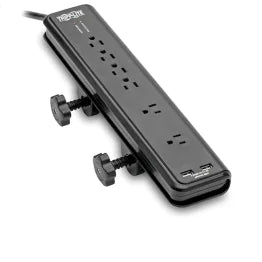 Tripp Lite® by Eaton® 6-AC Outlet and 2-USB Port 2,100-Joules Protect It!® Surge Protector Power Strip with Clamps, 6-Ft. Cord, TLP606DMUSB