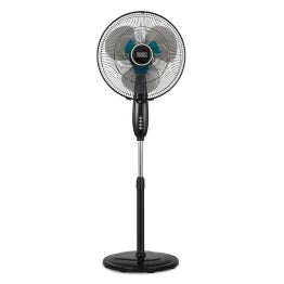 BLACK+DECKER™ 16-In. 3-Speed Dual-Blade Oscillating Stand Fan with Remote, Black, BFSD116B